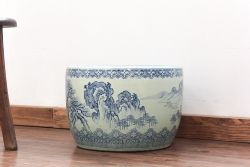 アンティーク雑貨　大正〜昭和初期!　山水図柄　瀬戸火鉢