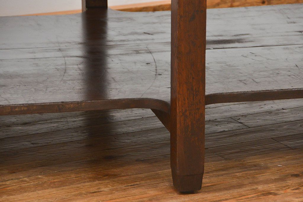 アンティーク家具　アンティーク 特大!古い学校の両面引き出し作業台(テーブル、デスク、机、在宅ワーク、在宅用陳列台)