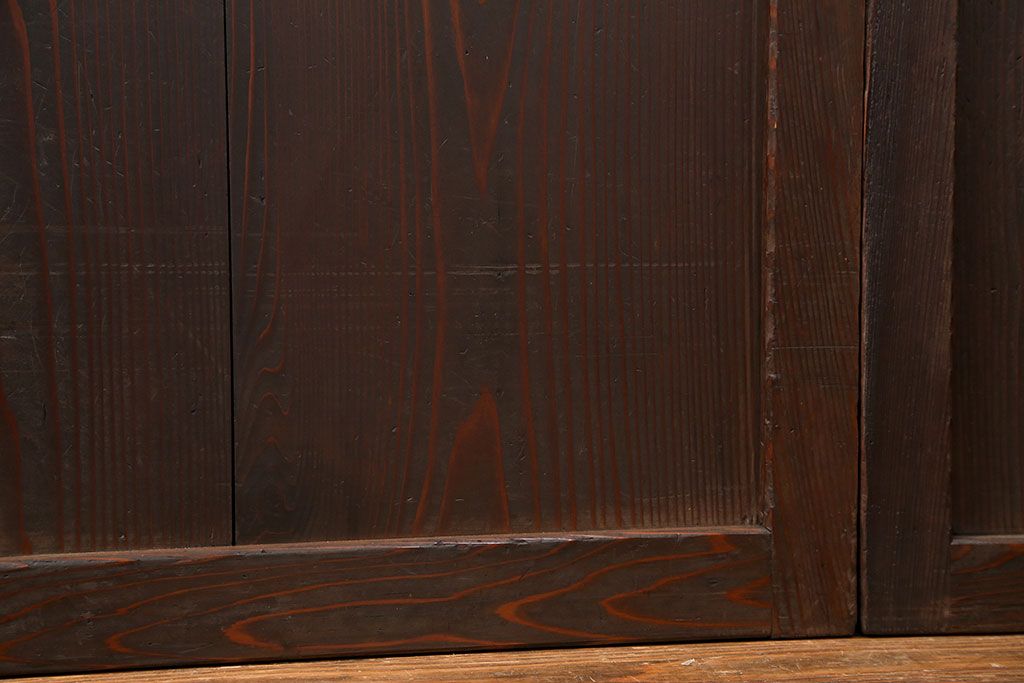 古民具・骨董 使い込まれた組子入りの格子帯戸　3枚セット(引き戸、和風建具)