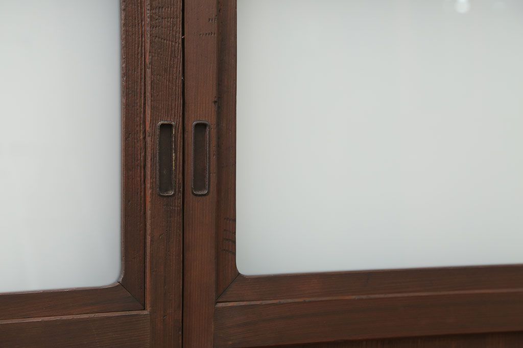 古民具・骨董 鏡板が桐材の珍しいガラス帯戸　4枚セット　(引き戸)
