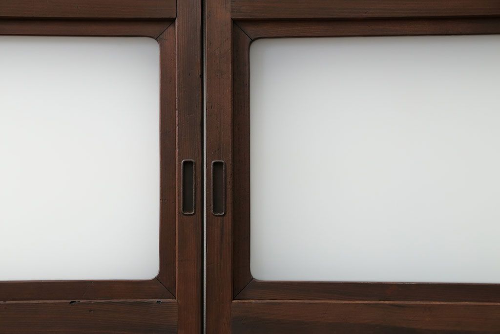 古民具・骨董 鏡板が桐材の珍しいガラス帯戸　4枚セット　(引き戸)