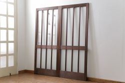 昭和レトロ 背の高いシンプルなガラス戸　2枚セット(引き戸)