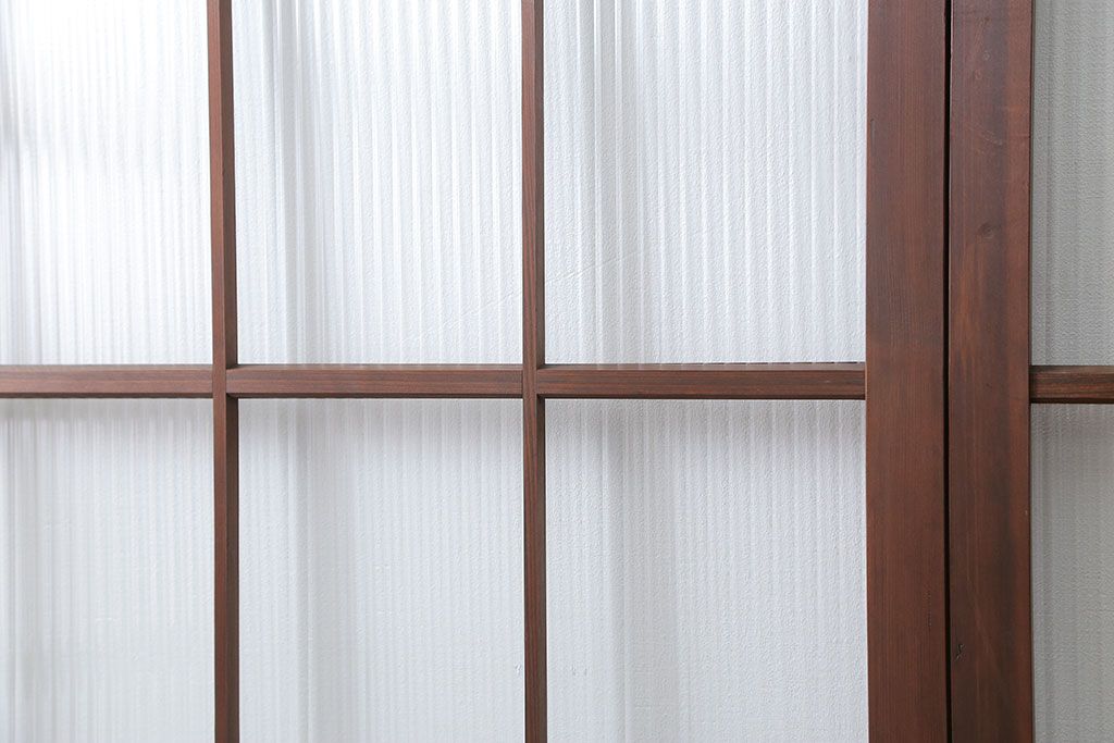 昭和レトロ モールガラス入りのシンプルなガラス戸 2枚セット