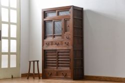 アンティーク家具　古民具・骨董 作りの良い　上品な3尺水屋箪笥　(食器棚、キャビネット)