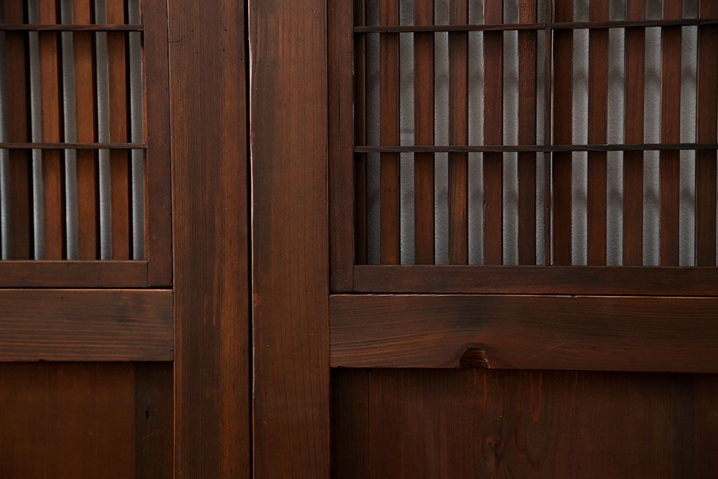 古民具・骨董 上質で雰囲気の良い格子帯戸　4枚セット(裏障子付き)