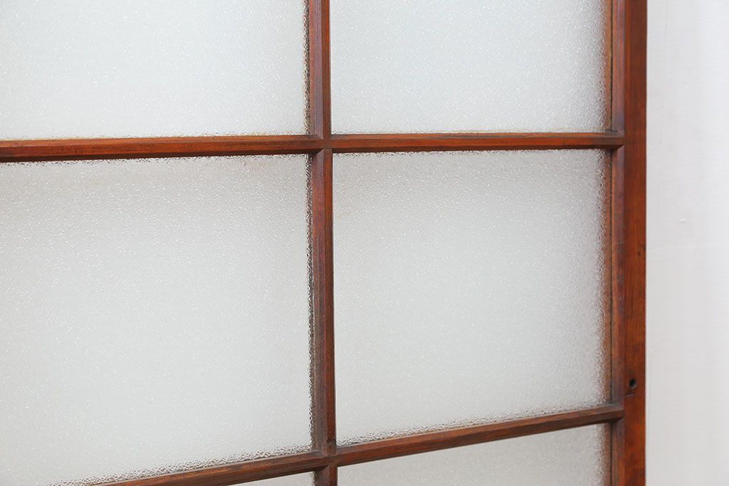 アンティーク ジャンク品　古い木のダイヤガラス引き戸
