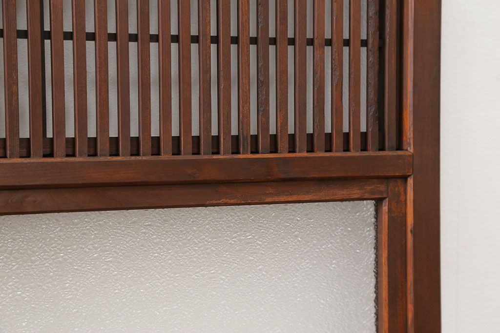 古民具・骨董 ダイヤガラス入り裏障子付きの格子戸 1枚(引き戸)