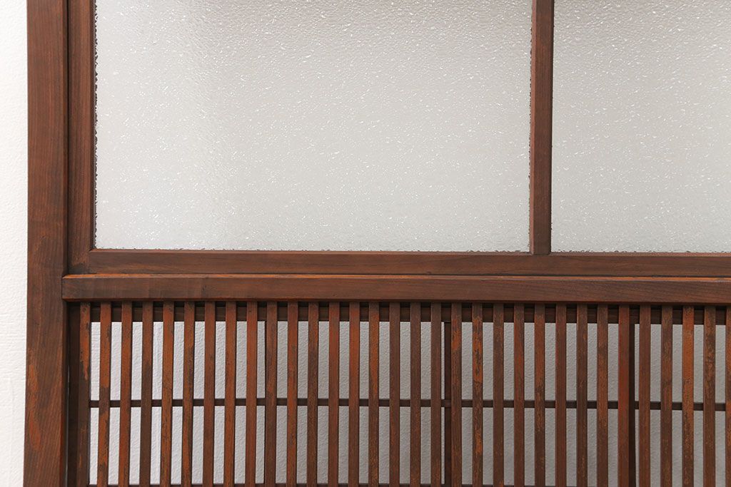 古民具・骨董 ダイヤガラス入り裏障子付きの格子戸 1枚(引き戸)
