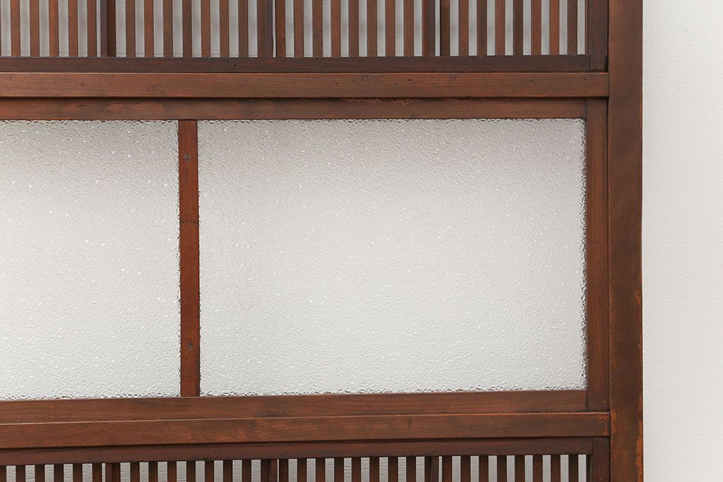 古民具・骨董 ダイヤガラス入り裏障子付きの格子戸 1枚(引き戸)