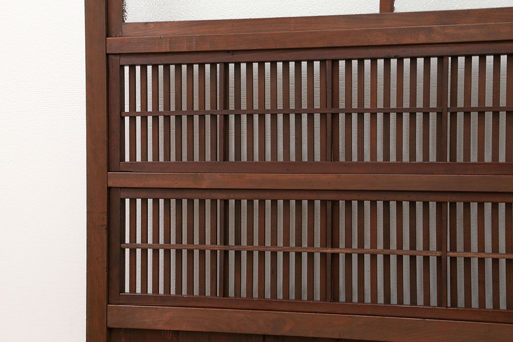 古民具・骨董 ダイヤガラス入り裏障子付きの格子戸 1枚(引き戸)