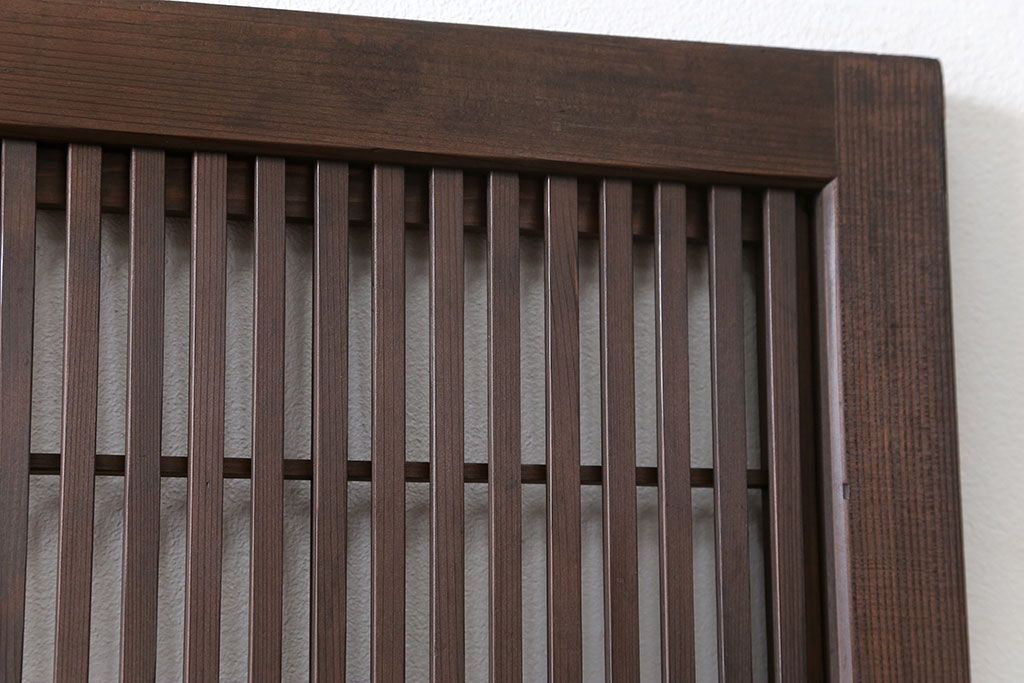 古民具・骨董 裏障子付きの格子戸 2枚セット(和風建具、引き戸)