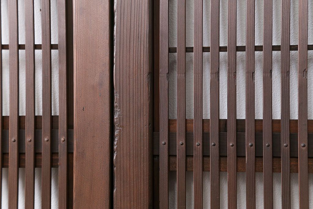 古民具・骨董 裏障子付きの格子戸 2枚セット(和風建具、引き戸)