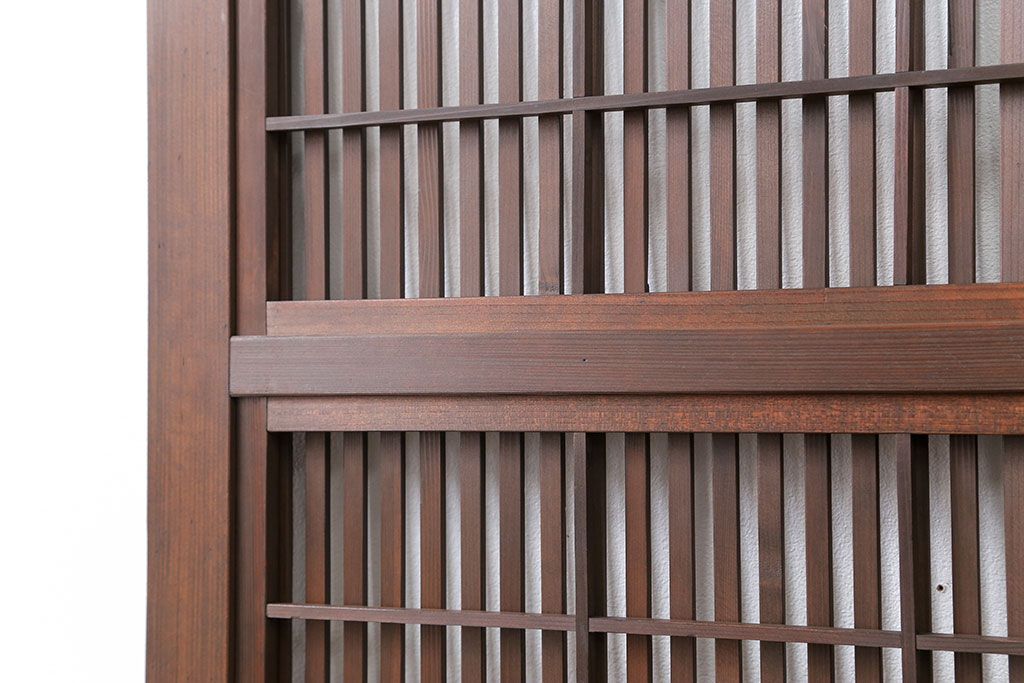 古民具・骨董 裏障子付きの格子戸 2枚セット(和風建具、引き戸)
