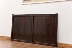 アンティーク 古い木のシンプルな板戸2枚セット(引き戸、窓)