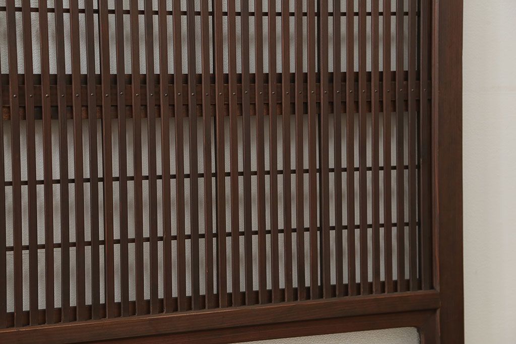 古民具・骨董 ダイヤガラス入りのアンティーク格子戸 2枚セット(裏障子付き)