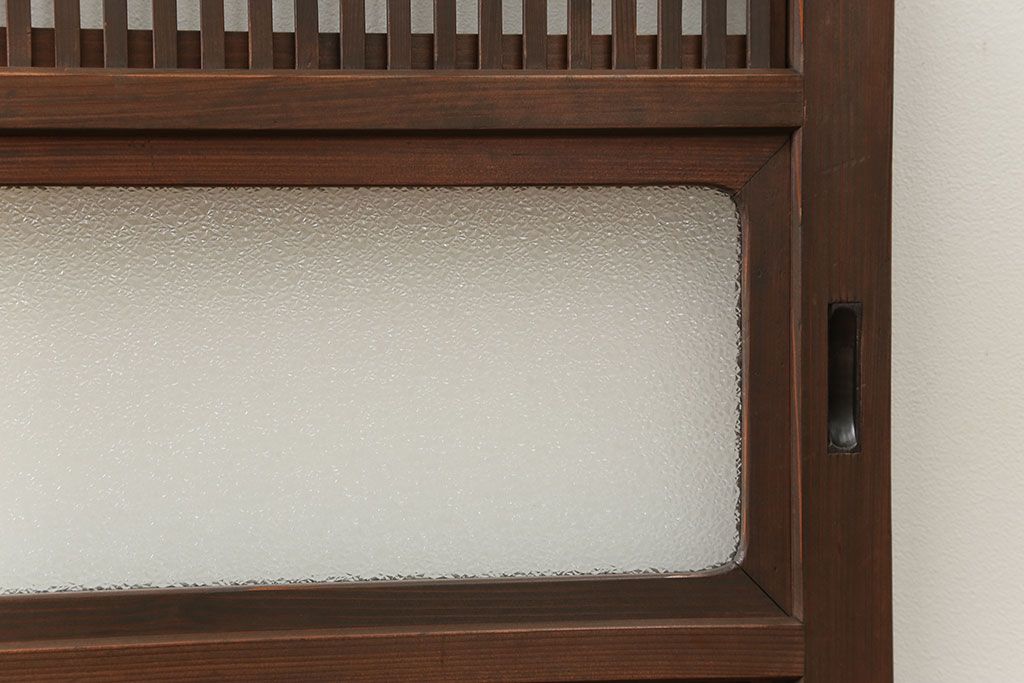 古民具・骨董 ダイヤガラス入りのアンティーク格子戸 2枚セット(裏障子付き)