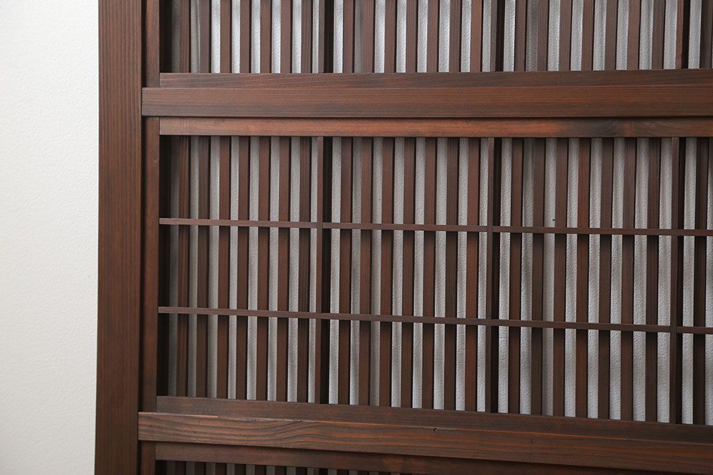 古民具・骨董 ダイヤガラス入りのアンティーク格子戸 2枚セット(裏障子付き)