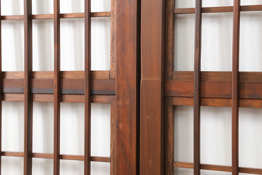 アンティーク 裏障子付きのスッキリとした格子戸 4枚セット(和風建具)