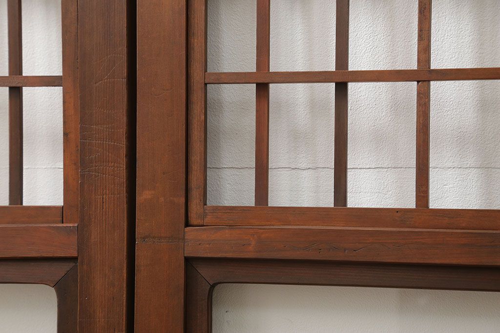 アンティーク 裏障子付きのスッキリとした格子戸 4枚セット(和風建具)