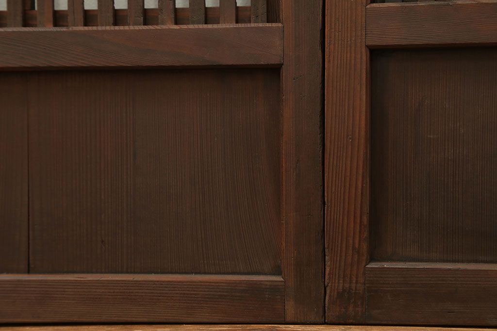 古民具・骨董 裏障子付き格子戸2枚セット(引き戸)