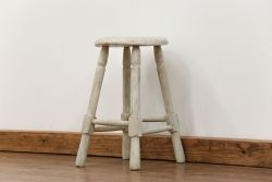 アンティーク家具　アンティークペイント かわいいスツール(1)(丸椅子、イス)