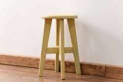 アンティーク家具　アンティークペイント かわいいスツール(3)(丸椅子、イス)