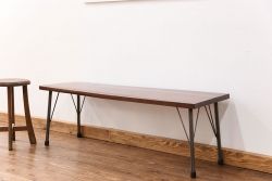 アンティーク家具　アンティーク 天板一枚板　使い込まれた古材天板の鉄脚センターテーブル(9)(ベンチ、長椅子、長イス)