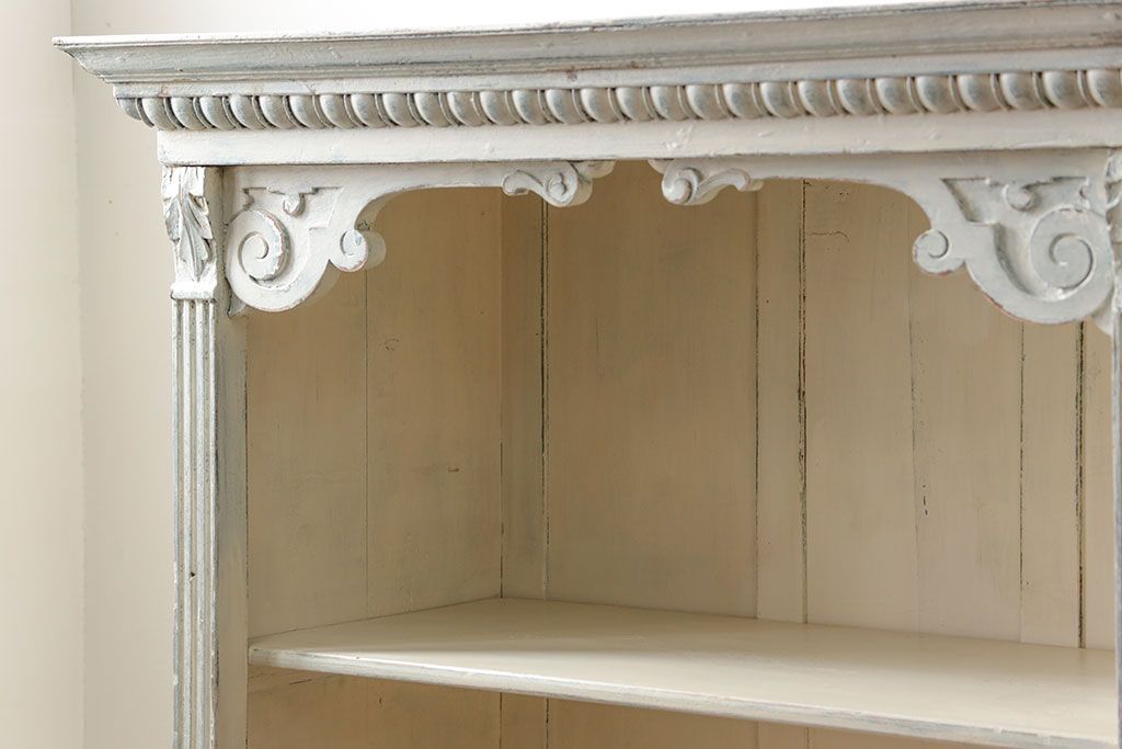 アンティーク家具　フランスアンティーク シャビーなペイントのフレンチキャビネット(2)(収納棚、飾り棚)