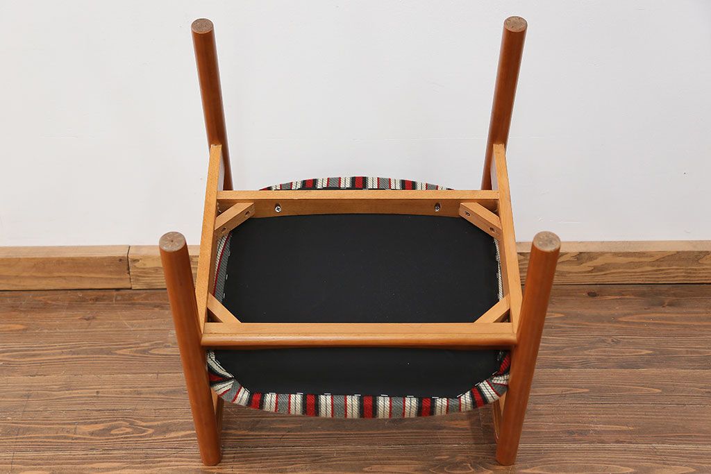 レトロ家具　昭和レトロ 1970年代 ストライプ柄アームチェア(2)(椅子、イス)