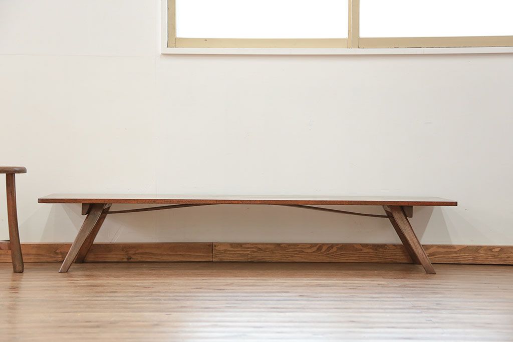 昭和レトロ 木製和風折りたたみ式　机・テーブル（ケヤキ色）