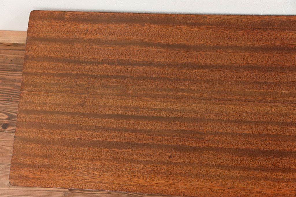 レトロ家具　昭和レトロ 折り畳み式!古い木の横長テーブル(2)