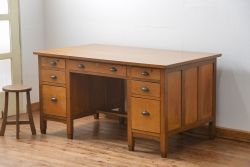 レトロ家具　昭和レトロ シンプルで使いやすいアンティーク両袖机(デスク)