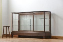 アンティーク家具　アンティーク 古いナラ材の大きなガラスケース(ショーケース、陳列棚)