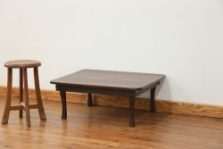 レトロ家具　昭和レトロ 古い栓材の折り畳みちゃぶ台　(テーブル)