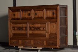 アンティーク家具　檜材　造りが凝っている五尺水屋箪笥サイドボード(R-036343)