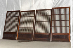 アンティーク建具　レトロな引き戸4枚セット(格子戸、建具)(R-036752)