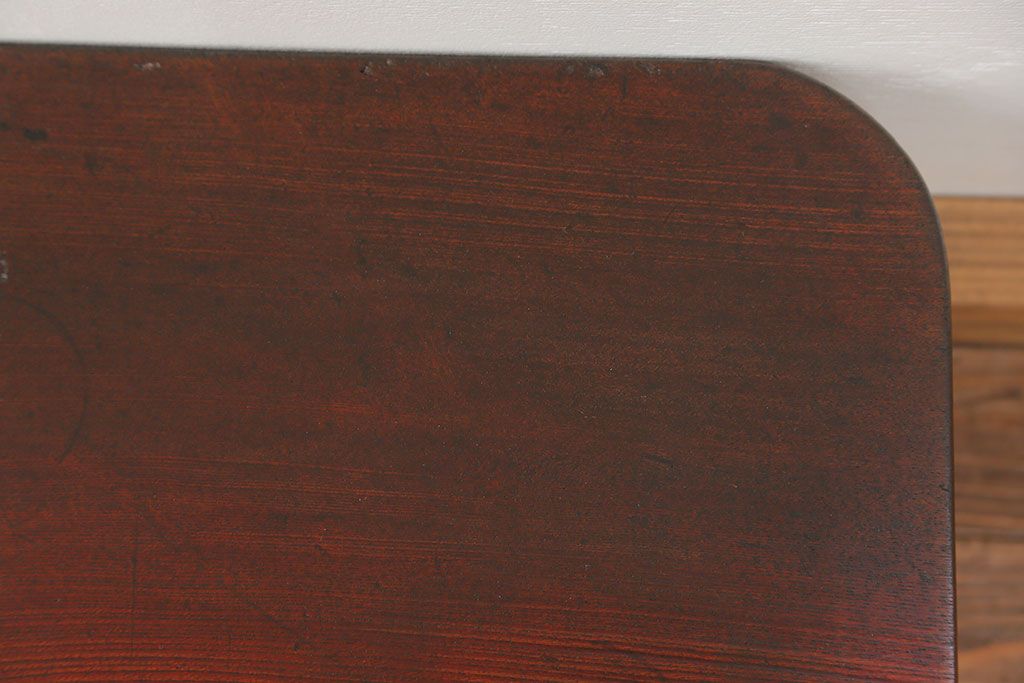 レトロ家具　昭和レトロ 古い栓材の一枚板　角型ちゃぶ台　(テーブル)