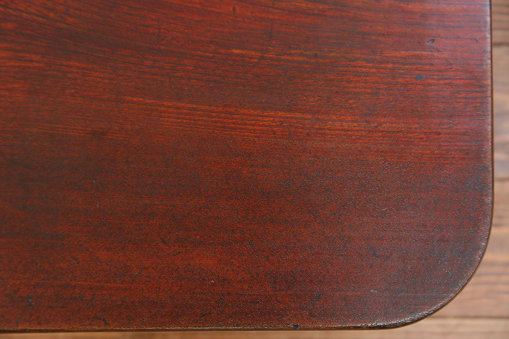 レトロ家具　昭和レトロ 古い栓材の一枚板　角型ちゃぶ台　(テーブル)