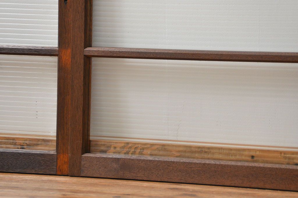 昭和レトロ シンプルなモールガラス引き戸4枚(窓ガラス・建具・ガラス戸)