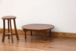 アンティーク家具　古民具・骨董 天板一枚板 かわいらしく変わり型ちゃぶ台(テーブル)