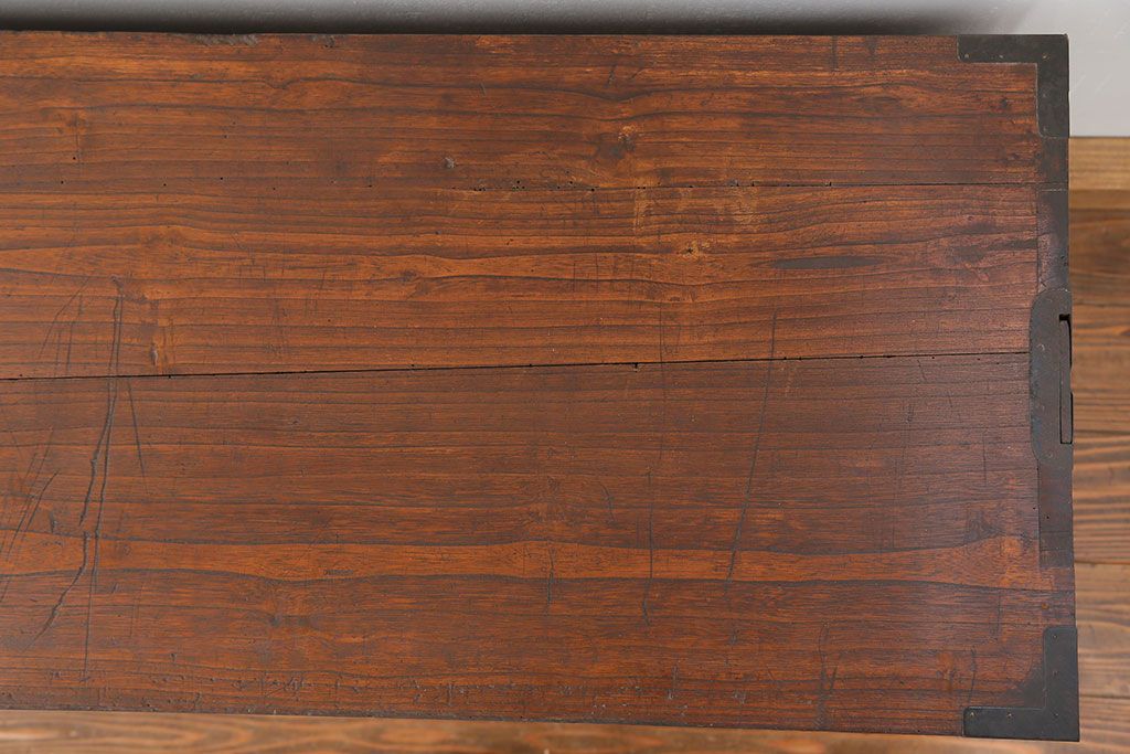 レトロ家具　昭和レトロ 古い木の時代箪笥ローボード(ローチェスト)