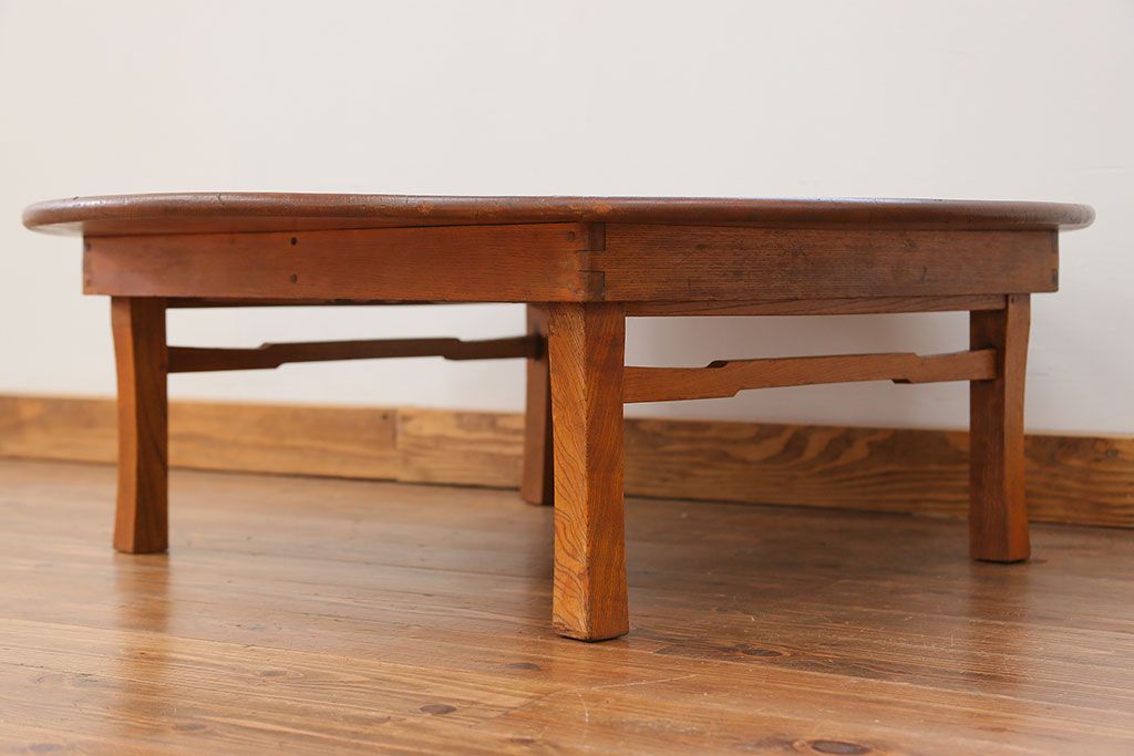 レトロ家具　昭和レトロ 大振りな丸型ちゃぶ台(テーブル、座卓)