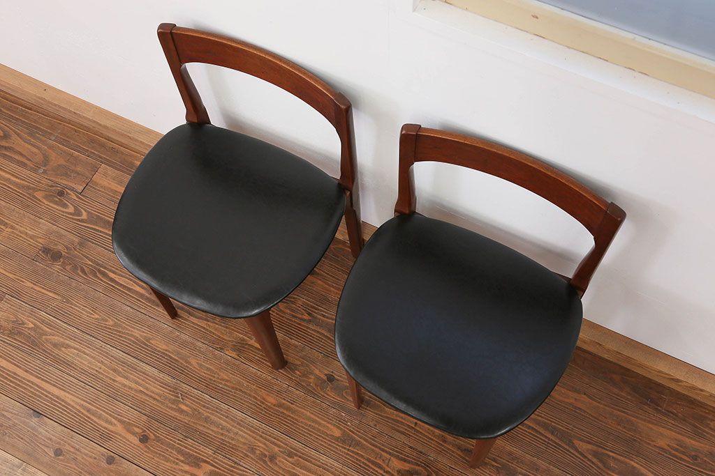 北欧家具 チーク材 ミッドセンチュリー 北欧ビンテージ ダイニングチェア 2脚セット(1) (椅子、イス)