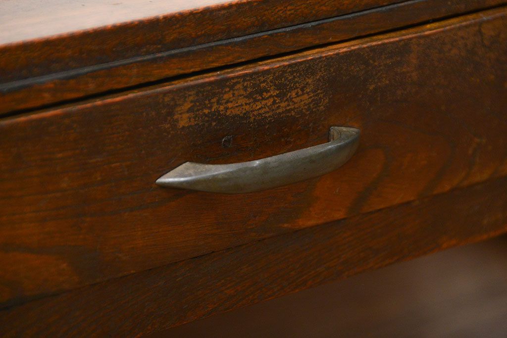 レトロ家具　昭和レトロ 古い木の使い込まれた文机(テーブル、デスク、在宅ワーク、在宅用)