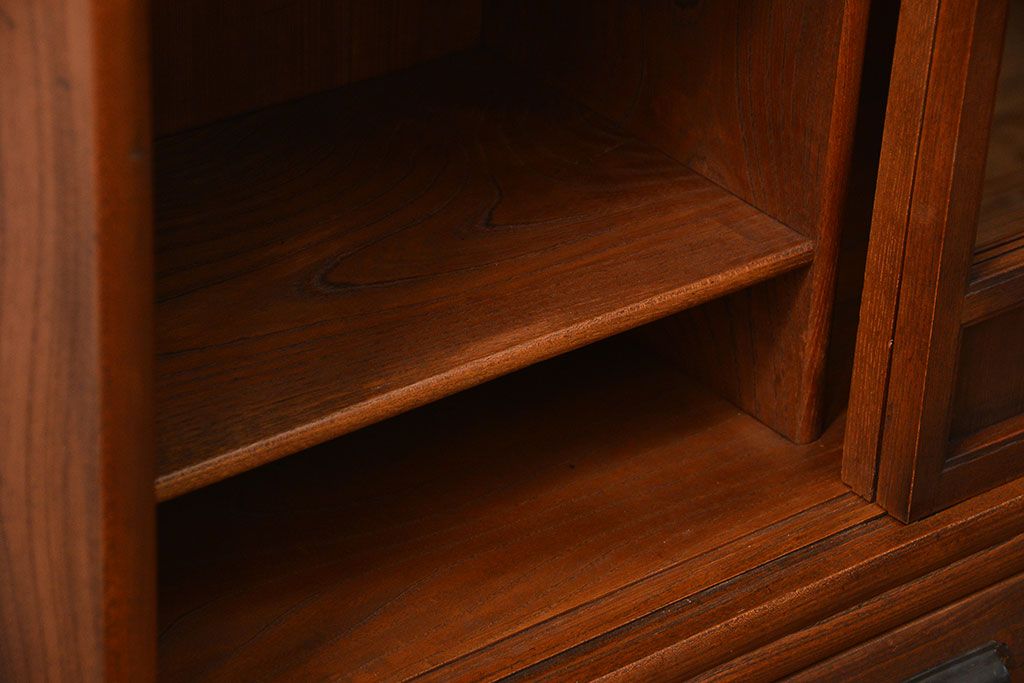 アンティーク家具　アンティーク 三方欅材!上質な二段重ね引き出し収納棚(戸棚、茶箪笥)
