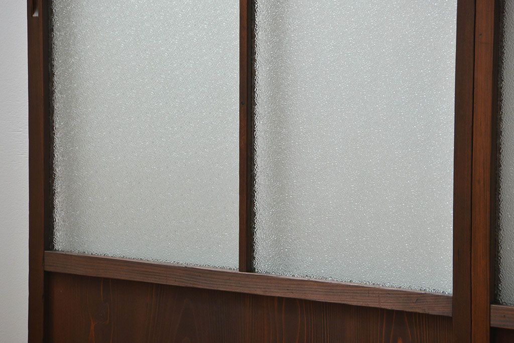 大正ロマン 珍品 菱形模様のガラス障子戸2枚セット(ガラス戸、和風建具)