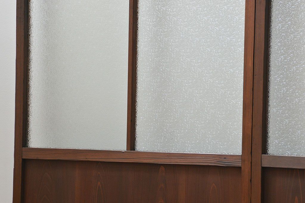 大正ロマン 珍品 菱形模様のガラス障子戸2枚セット(ガラス戸、和風建具)