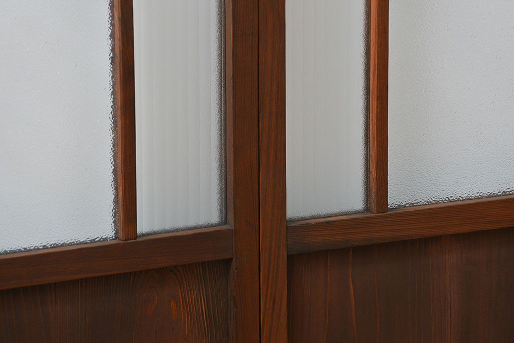 大正ロマン 珍品 菱形模様のガラス障子戸3枚セット(ガラス戸、和風建具)