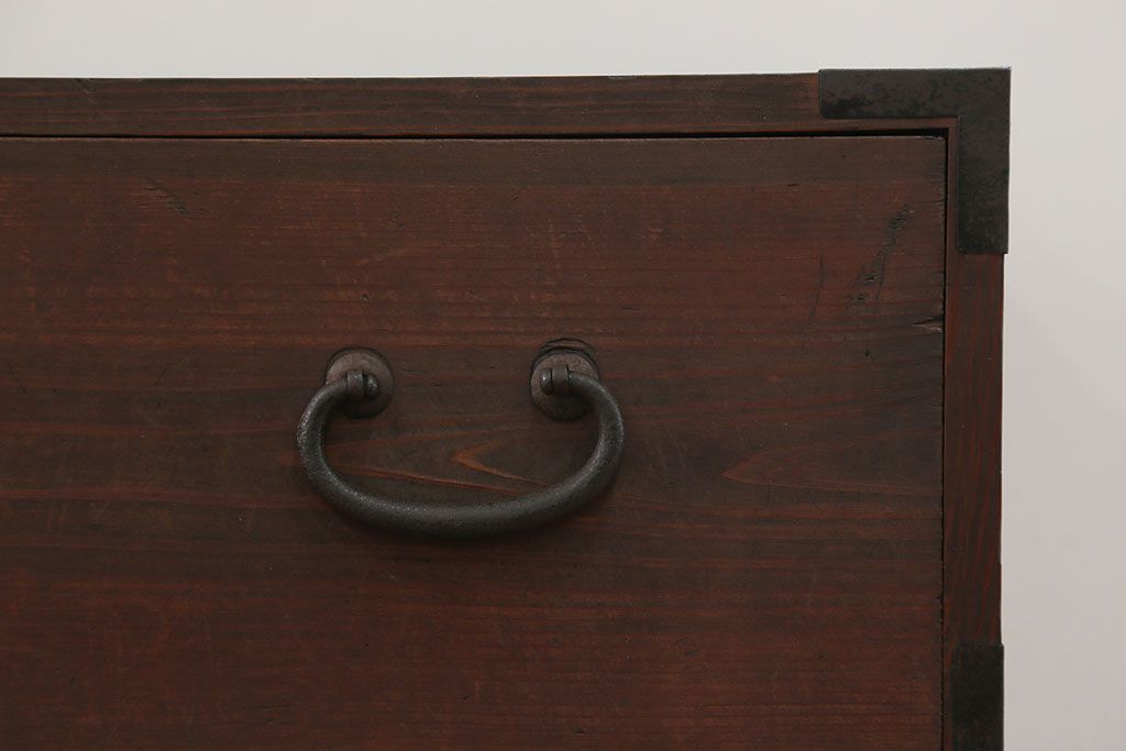 アンティーク家具　古民具・骨董 丸金具の時代箪笥ローボード(1)(ローチェスト)