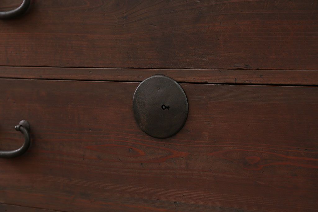 アンティーク家具　古民具・骨董 丸金具の時代箪笥ローボード(1)(ローチェスト)